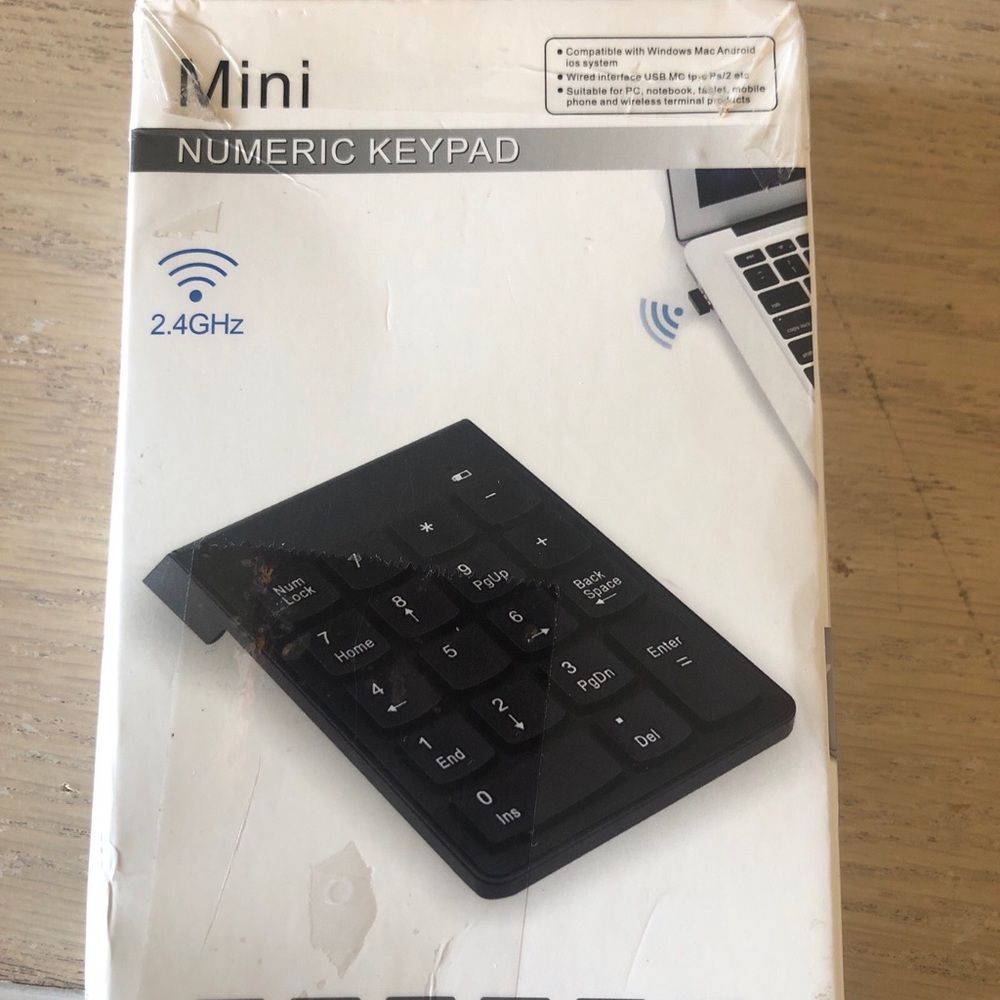Mini Numeric Keypad 2.4Ghz Windows, Android, Inalámbrico New Black